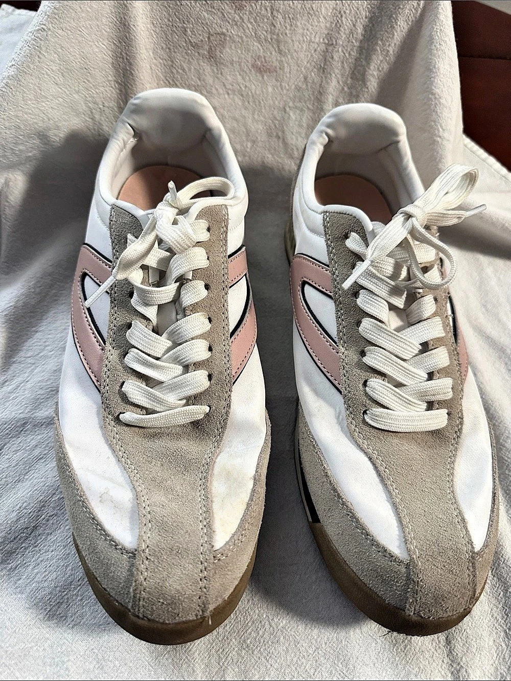 Tretorn Kristine Elite G Sneakers in White & Pink US 9.5